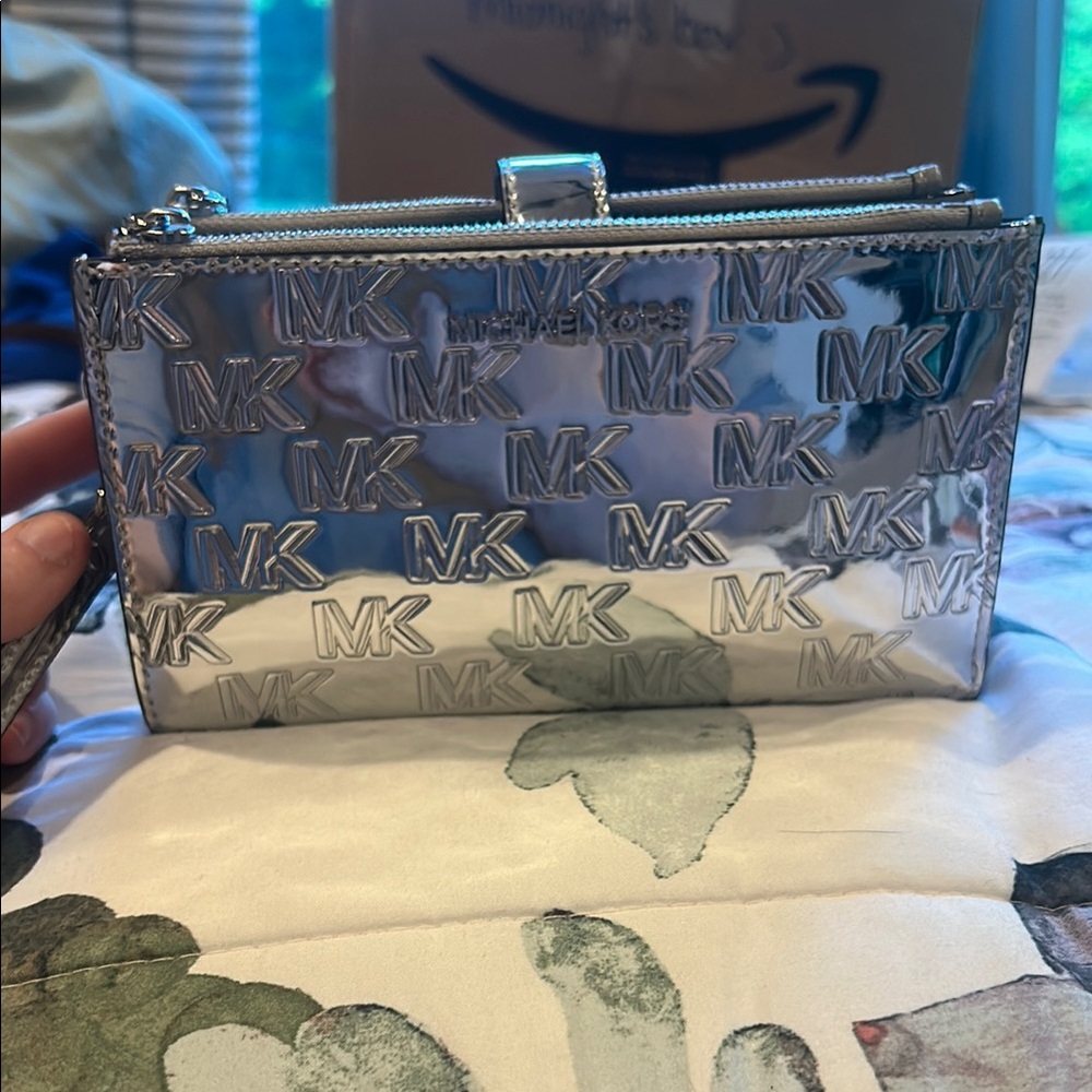 Michael Kors Shiny Silver Wristlet/Wallet